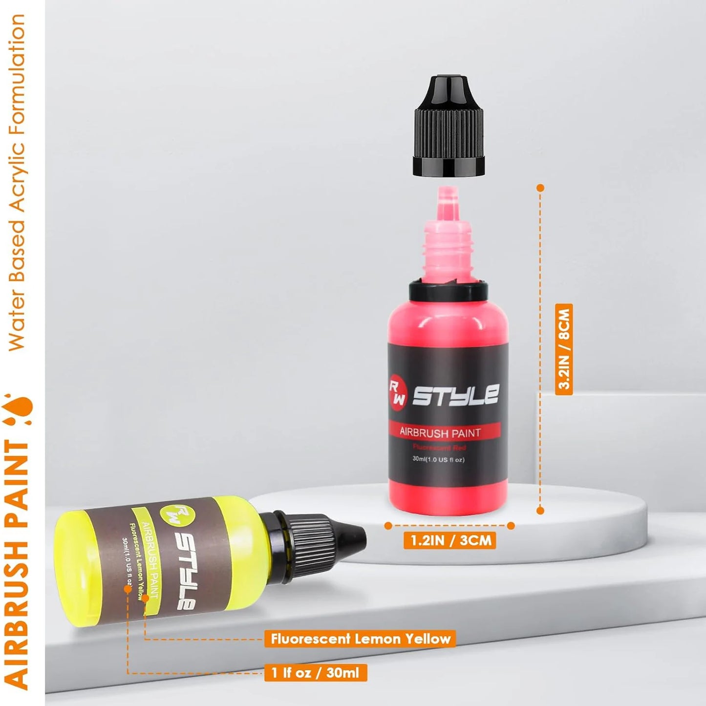 16Colors/Set Airbrush Paint Set, Opaque & Brilliant Acrylic Paint, Opaque & Brilliant Acrylic Paint, 1fl Oz, Water Based, Ready To Spray,