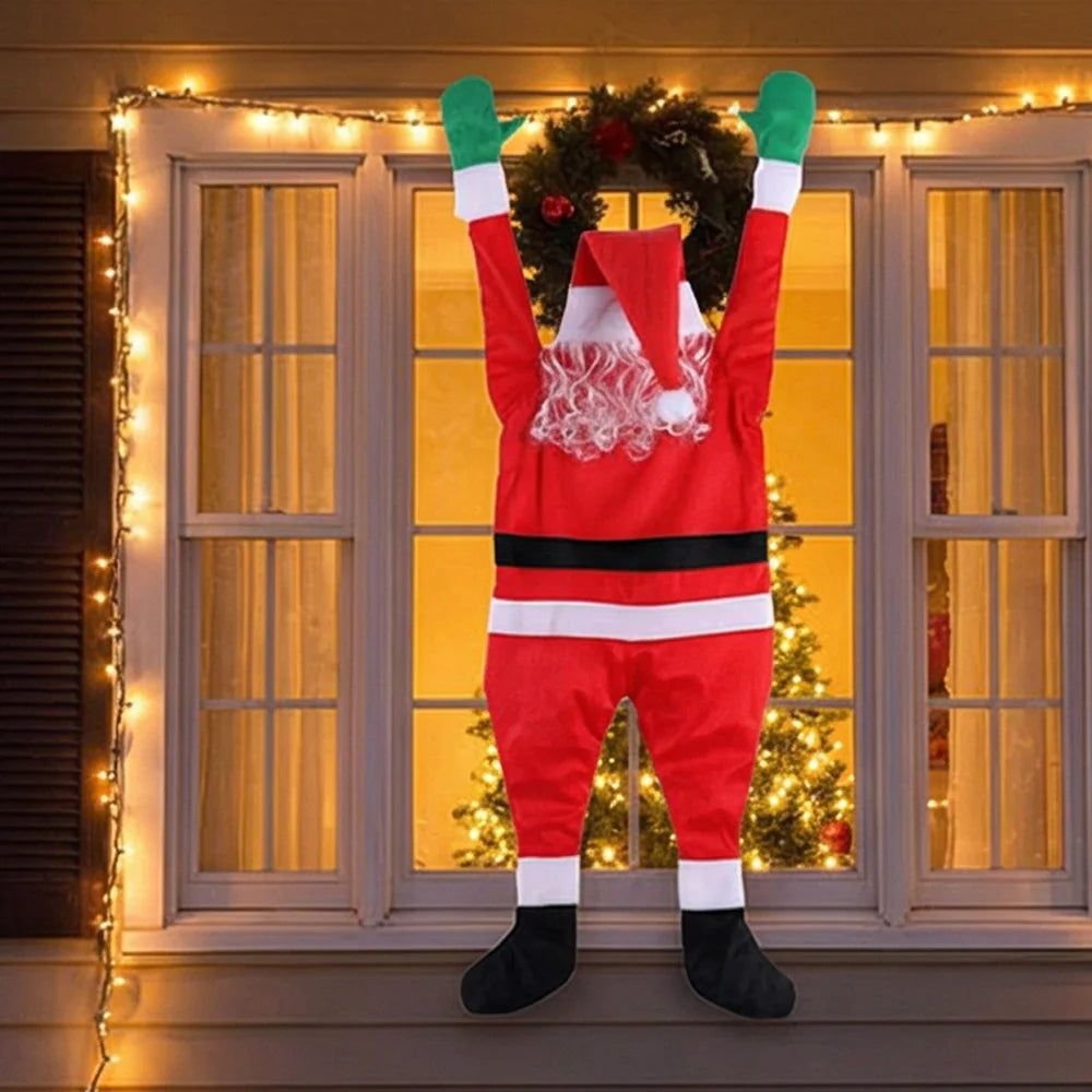 Climbing Santa Claus Plush 108/170cm Hanging Window Balcony Roof Chimney, Outdoor Home Christmas Decoration 2025 Festival Gift