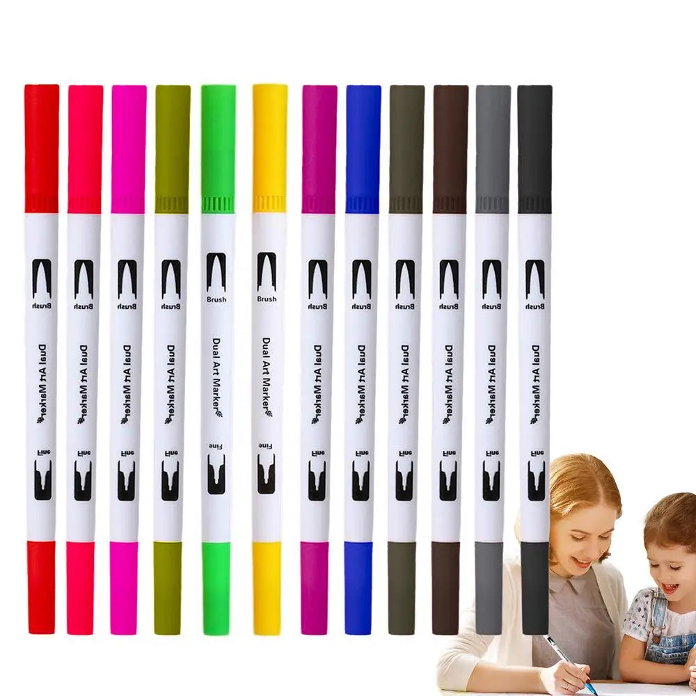 Brush Marker Pens Washable Artist Fine & Brush Pen Water Based Cards Drawing Craft Kit For Christmas Cards Drawing Hand