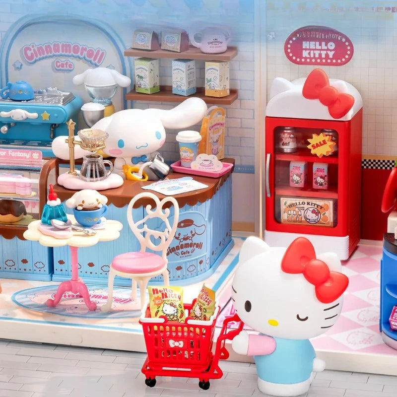 Rolife Sanrio Super World Series Buckle Assembly Hello Kitty Cinnamoroll Room Lighting Model Desktop Decoration Gift Kuromi