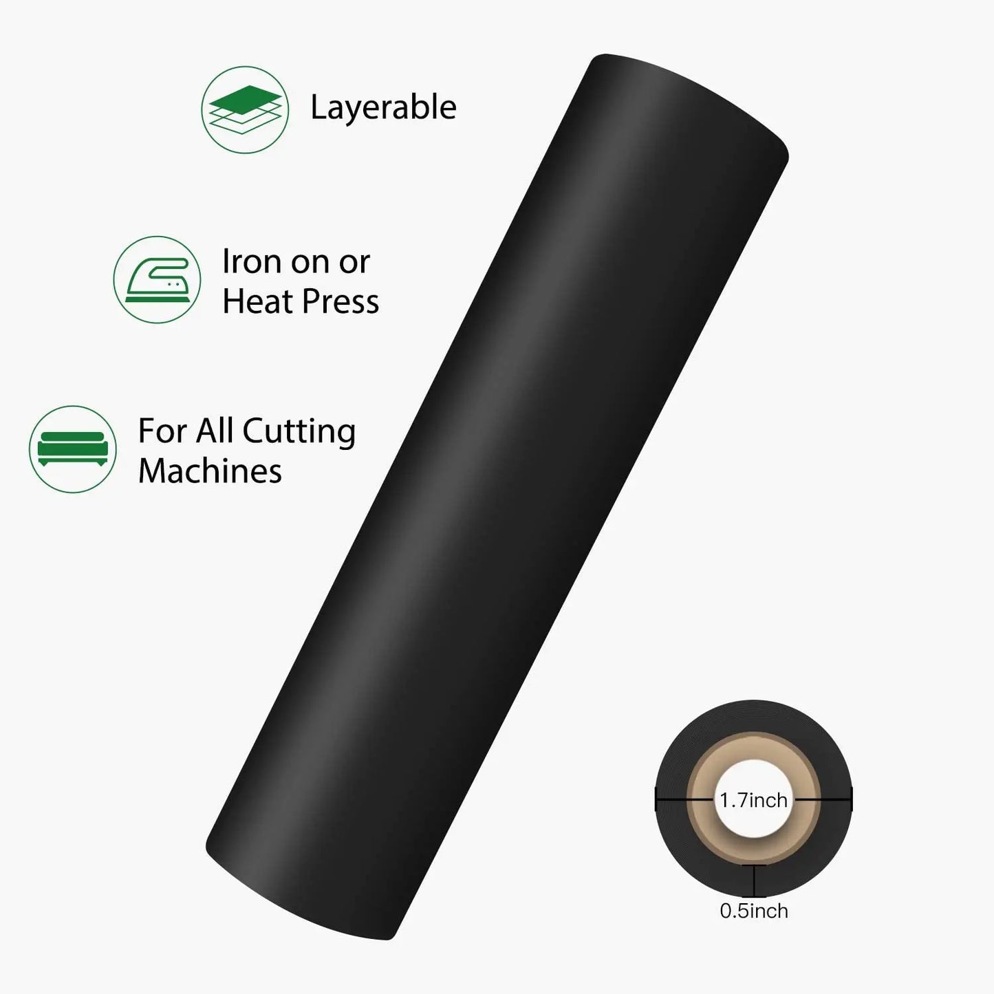 HTVRONT 30x750cm/12"X25ft PU Heat Transfer Vinyl Roll for Cricut Craft Heat Press DIY HTV Film For T-shirt Clothing Printing