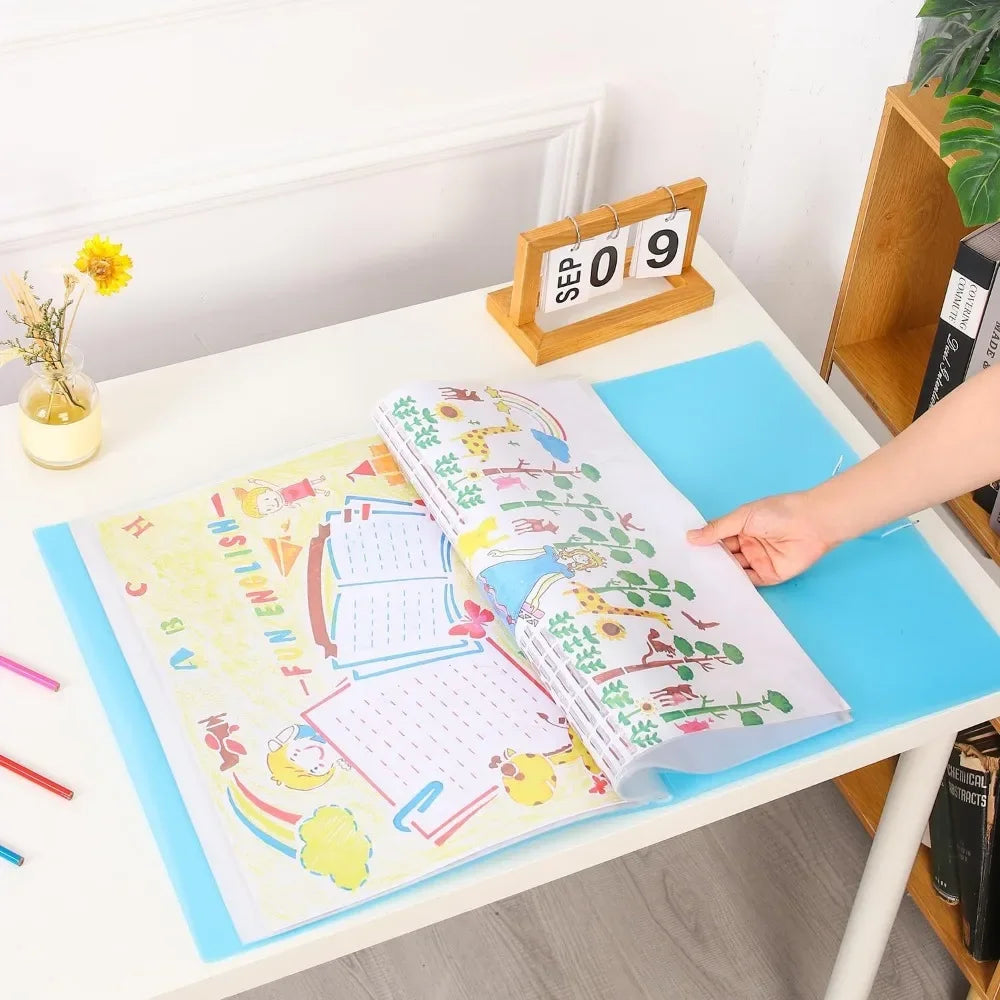 Art Portfolio Folder with Handle and Clear Sleeves 60 Pockets Display 120 Pages Plastic Painting Presentation Storage