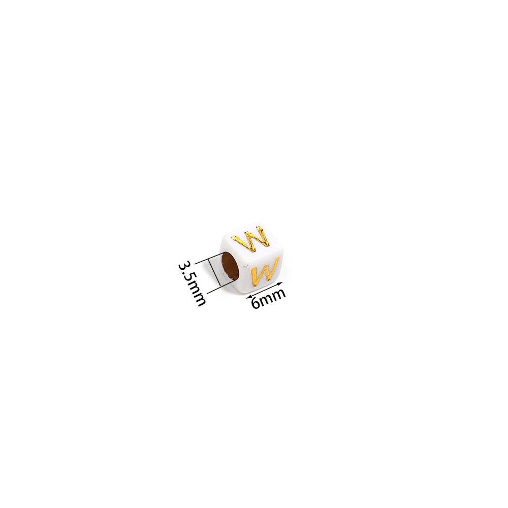 100Pcs/Lot 4.5mm 6mm Cube Acrylic Beads Alphabet Gold Letter Spacer Loose Beads 
For DIY Crafts Ornament Making
