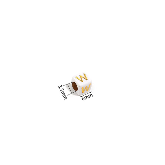 100Pcs/Lot 4.5mm 6mm Cube Acrylic Beads Alphabet Gold Letter Spacer Loose Beads 
For DIY Crafts Ornament Making
