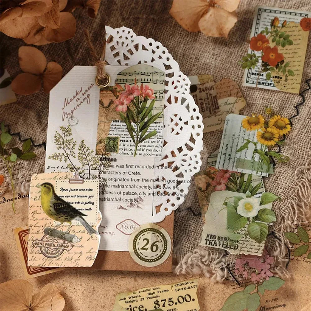 4 Styles 80pcs PET Sticker Book, Floating Clouds Over the World Vintage Aesthetic Decals for Journaling, Scrapbooking DIY Crafts