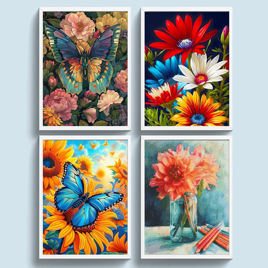 Full Embroidery Beads Printed 9CT Flower Cross Stitch Kit Home Art Decor Bead Embroidery Wall Hanging for New Year Gift
