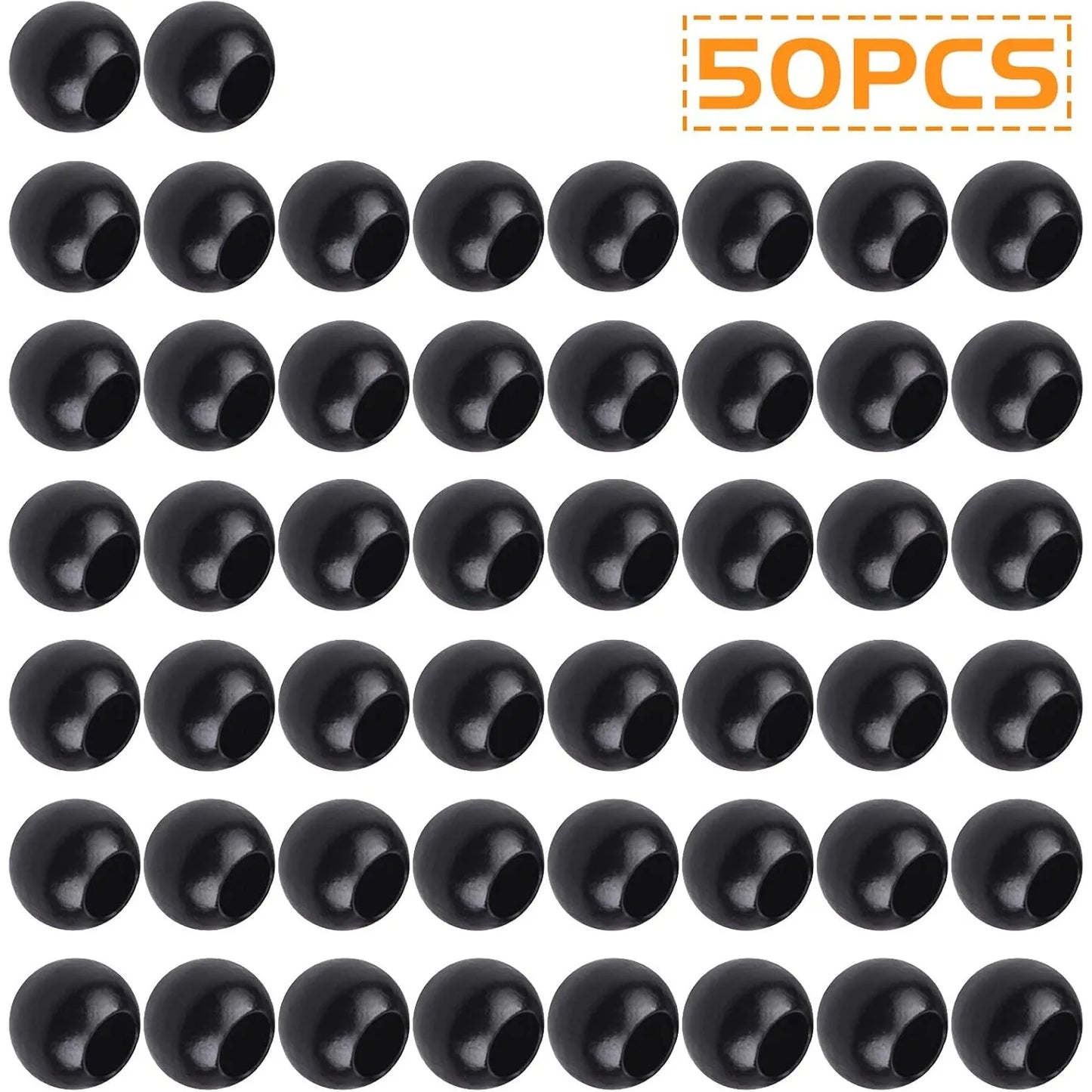 50pcs Black Wooden Beads Round Wood Beads Natural Wood Macrame Loose Beads with 10mm Large Hole for DIY Crafts Jewelry Making