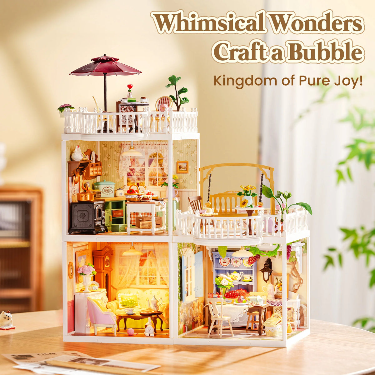 Rolife Dollhouse 3D Puzzle Super Creator Series DIY Miniature House Kit with LED Light for Home Decor Birthday Gift for Girls Teens