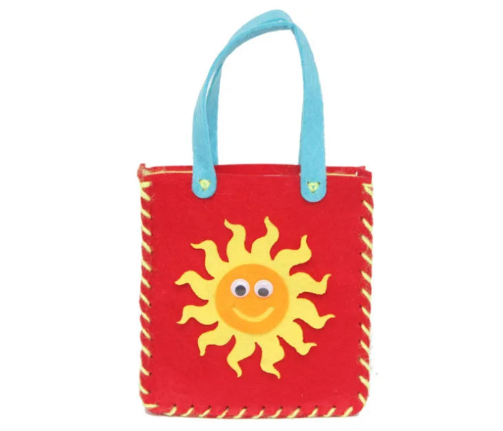 Sewing Joy Handmade Bag Cartoon Fabric Handbags Set DIY Sewing Toys  Non-woven Animal Butterfly Flower Bags Girls Craft Gifts