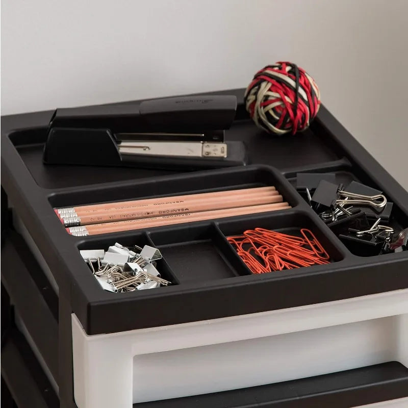 USA Plastic Drawer Storage Organizer Rolling Cart, with Wheels Casters,  for Classroom Art Craft Supplies Dresser Closet
