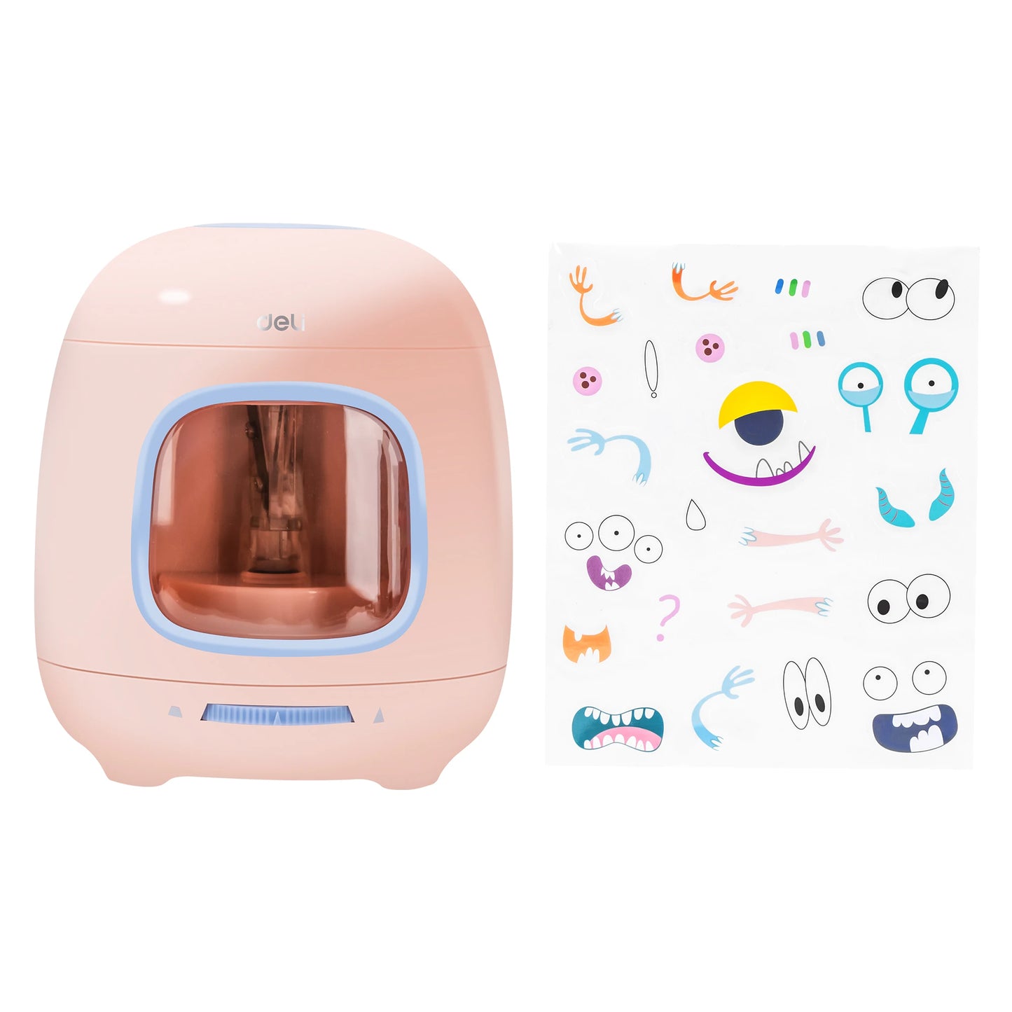 Deli Electric Pencil Sharpener,Efficient and Portable Sharpening Tool for Home, School, and Office Use,Blue, Pink, Yellow