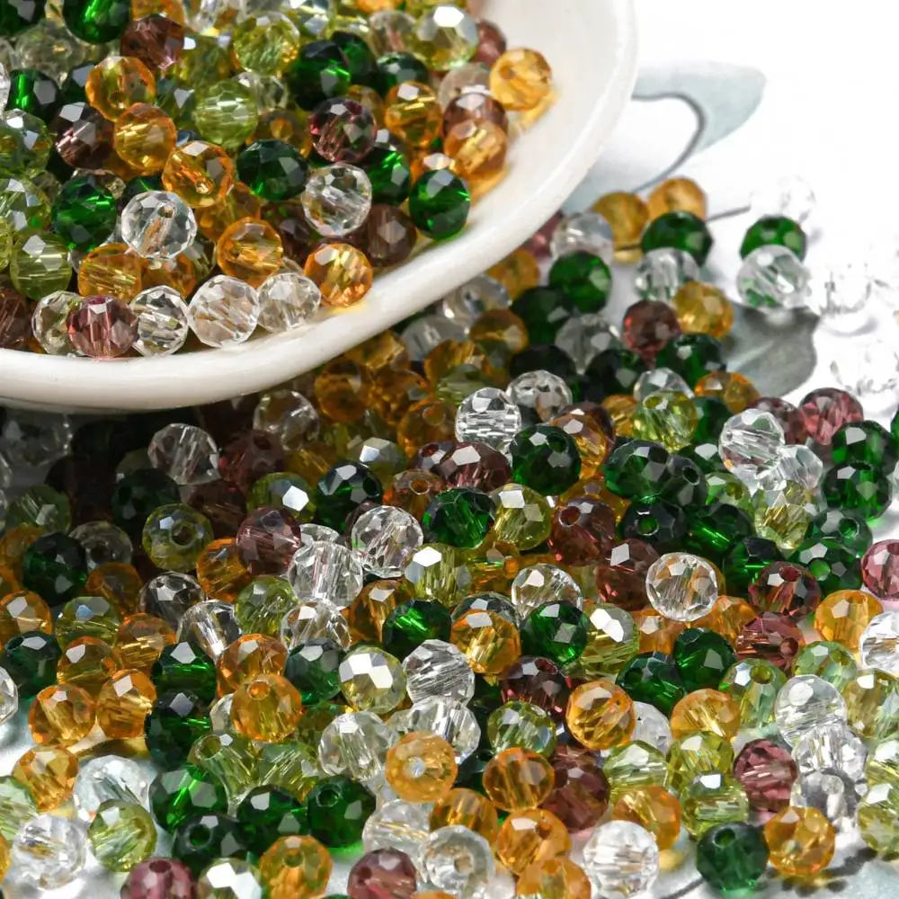 about 60g Faceted Glass Beads 4mm 6mm Rondelle Spacer Loose Beads for Earring Bracelet Necklace Jewelry DIY Craft Making