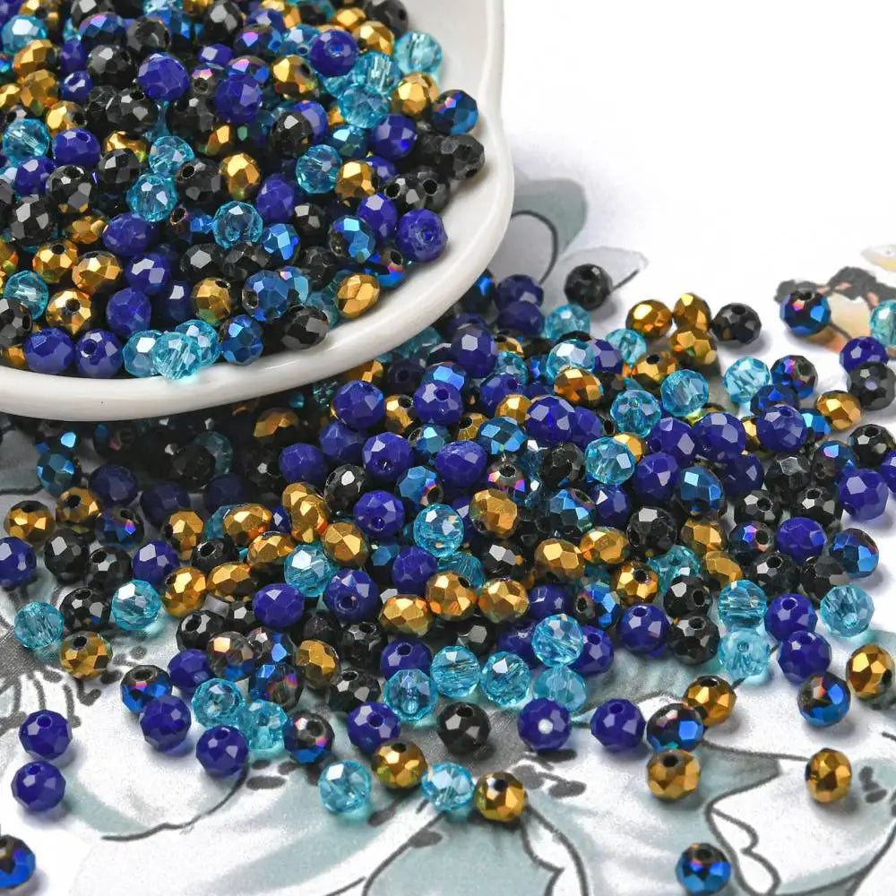 about 60g Faceted Glass Beads 4mm 6mm Rondelle Spacer Loose Beads for Earring Bracelet Necklace Jewelry DIY Craft Making