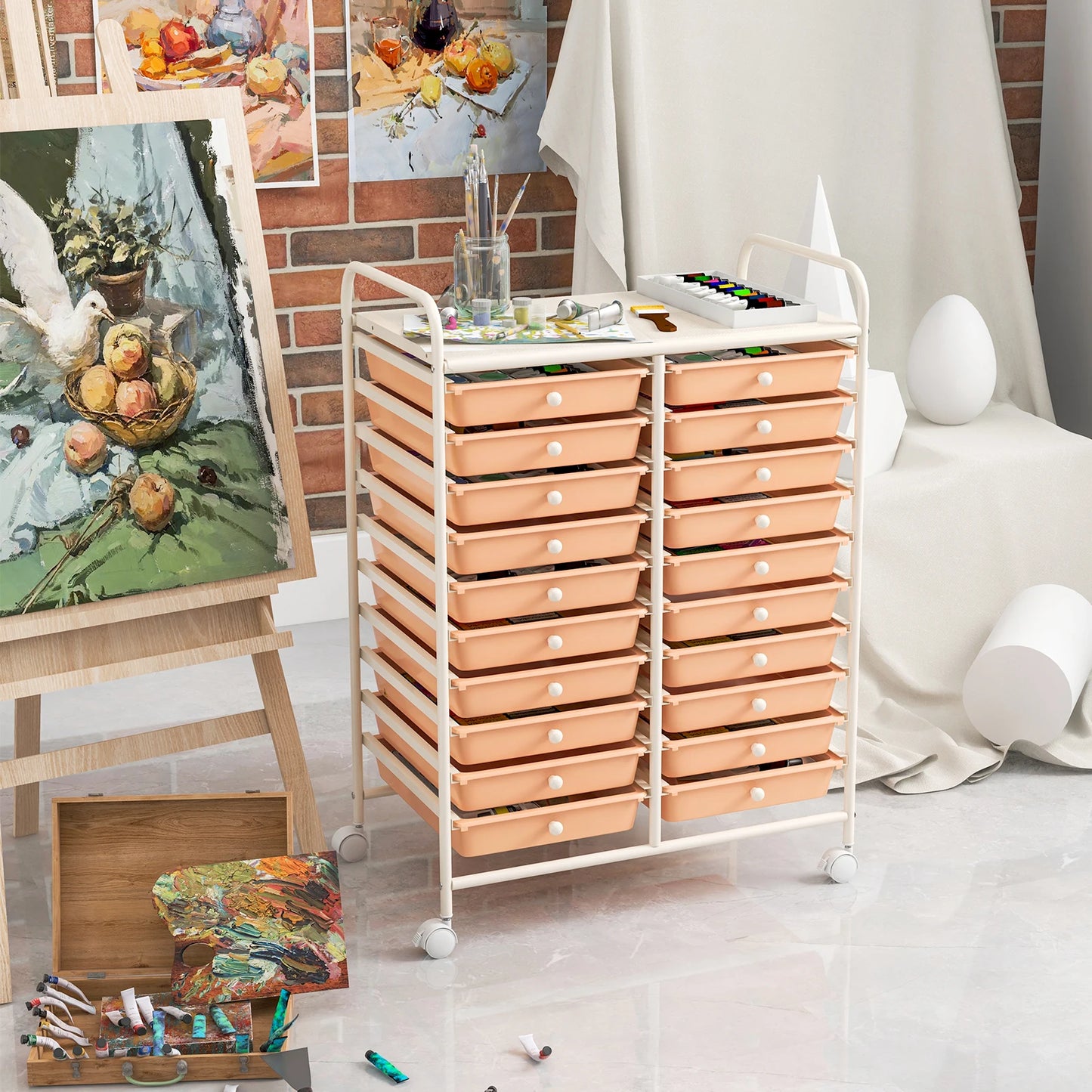 20 Drawers Rolling Storage Cart Art Craft Organizer on Wheels Multipurpose