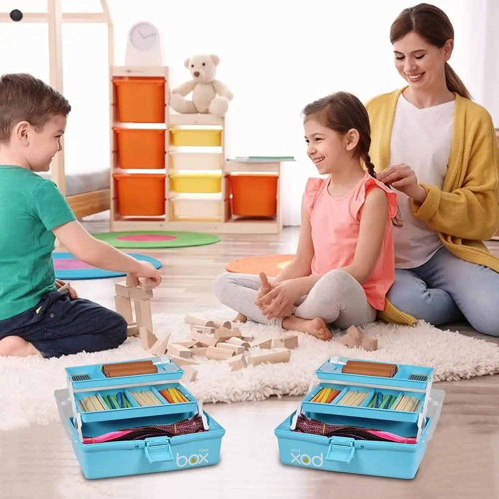12In Three-Layer Multipurpose Storage Box Organizer Folding Tool Box/Art & Crafts Case/Sewing Supplies Organizer/Medicine