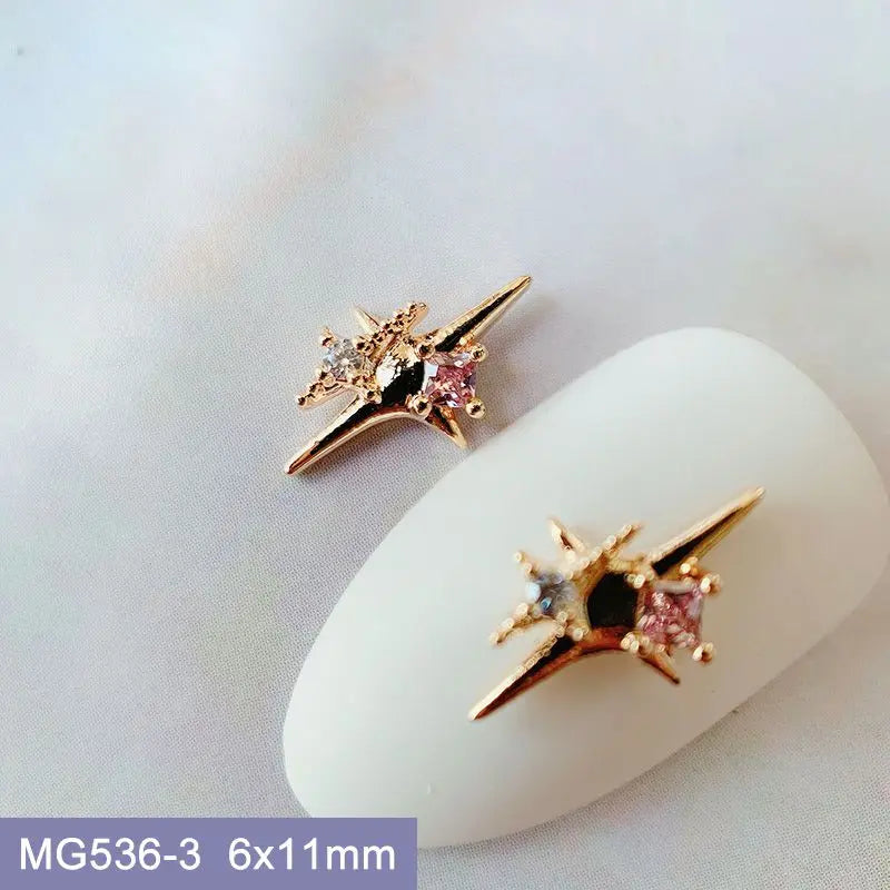 10pcs Luxury Kawaii Love Heart Pink Sailor Moon Star Nail Art Parts Zircon Manicure Nails Accesorios Supplies Decorations Charms
