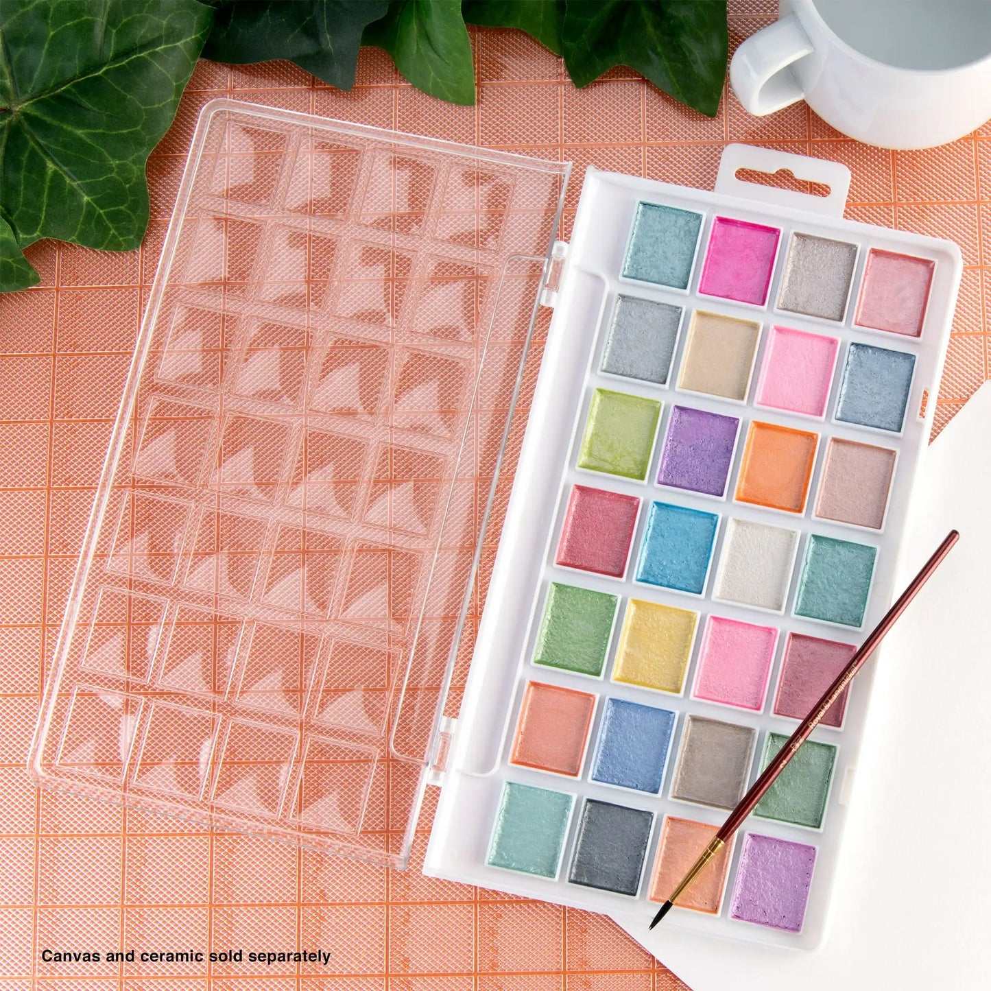 Royal & Langnickel - 28 Color Pearlescent Watercolor Paint Cake Set W/ Brush