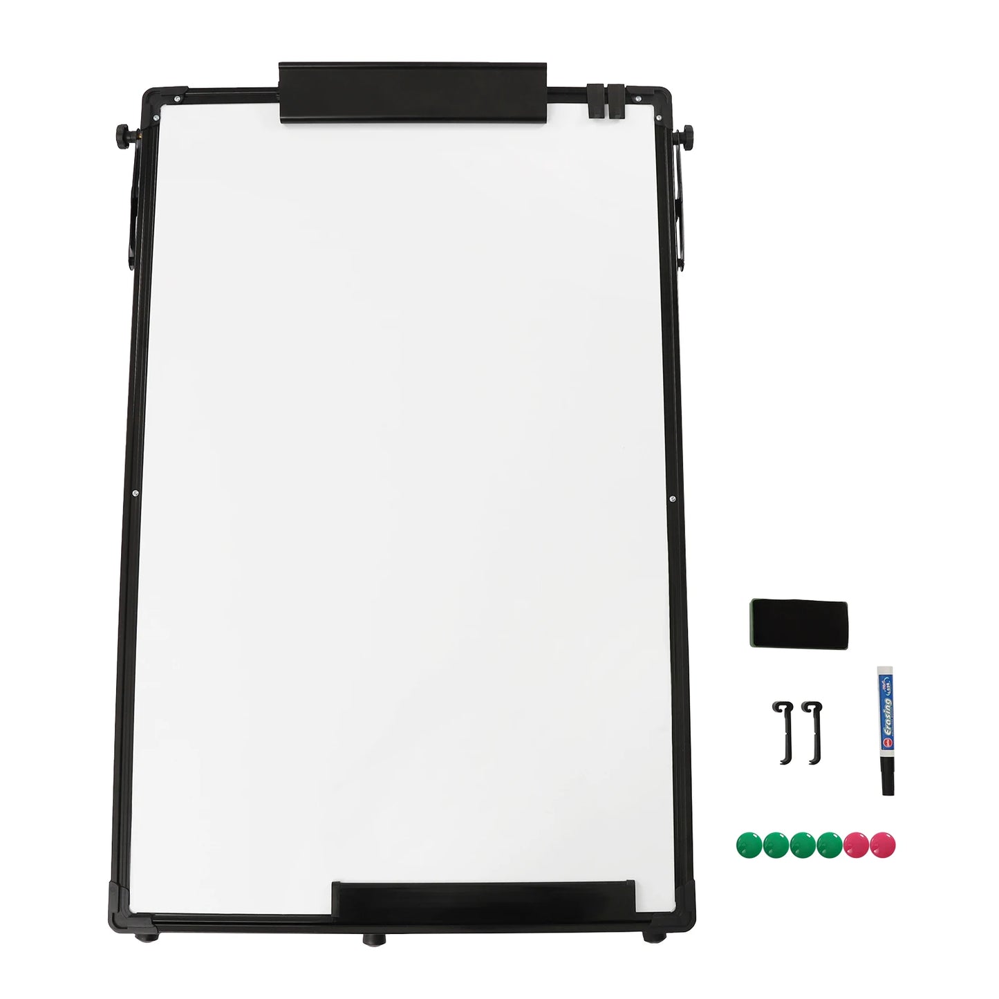 36 x 24 Inches Magnetic White Board Easel Stand Black Folding Dry Erase Whiteboard Kids Doodle for Office School Home