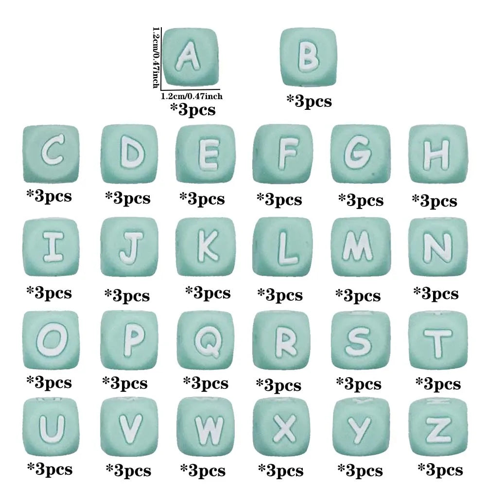 78pcs 12mm Silicone letter beads for DIY Key Chains Necklaces Bracelets Bag Chains Pen Beads Loose Beads Focus Bead
