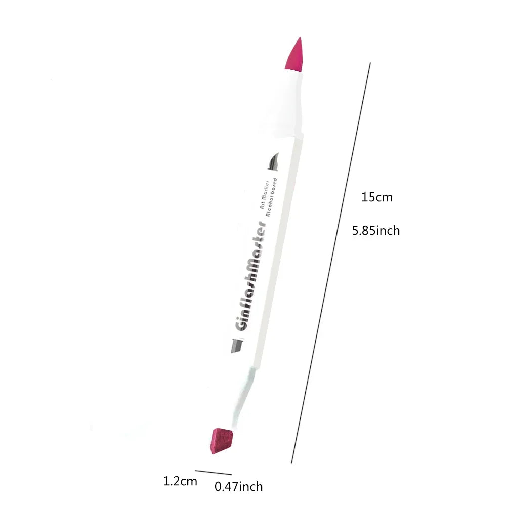 Ginflash Soft brush & Chisel Art Markers Brush Pen Sketch Alcohol Based Markers Dual Head Manga Drawing Art Supplies