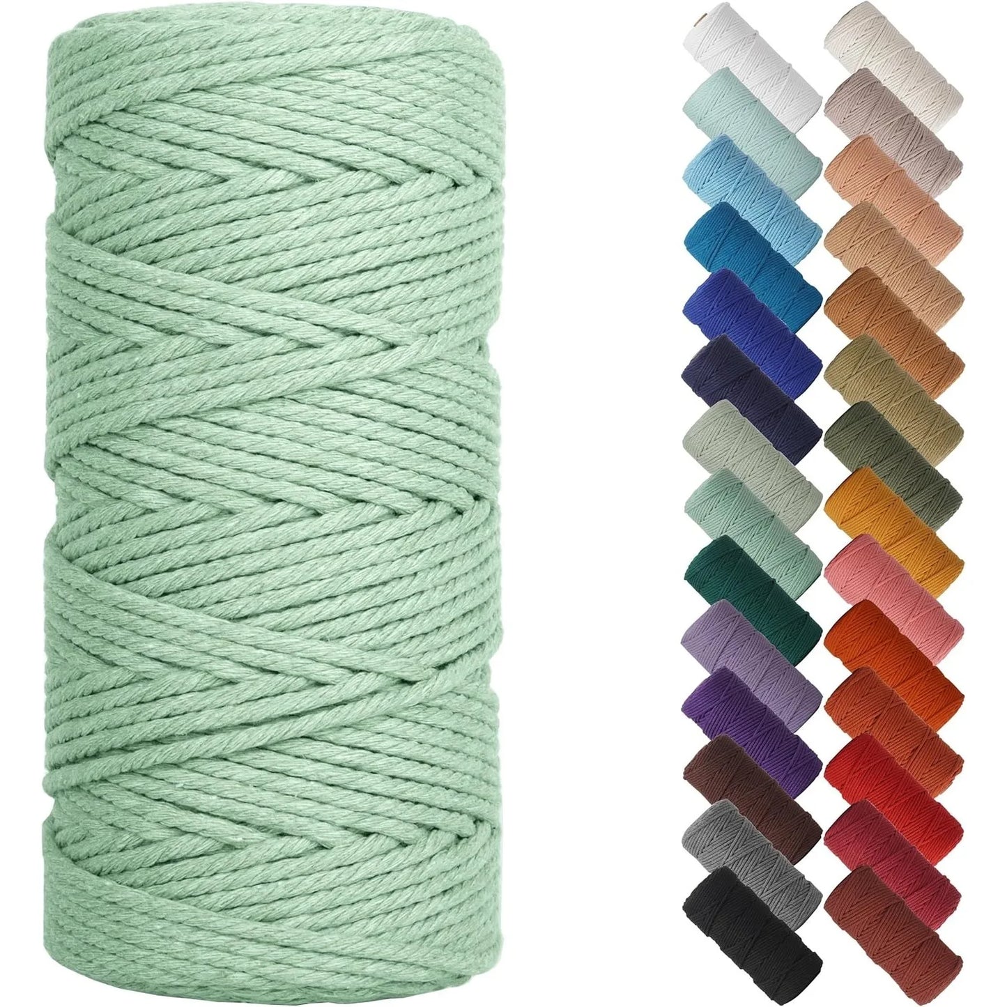 Natural Macrame Cord 3mm x 109Yards, Beige Macrame Rope, Cotton Cord for Wall Hanging, Plant Hangers, Christmas Crafts, Knitting