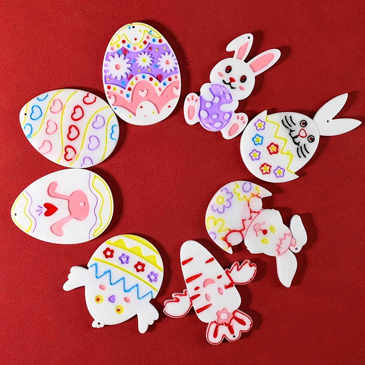 A style of 8 straight Easter egg bunny full page pendant decoration, DIY handmade crafts for enthusiasts, resin silicone drop gl