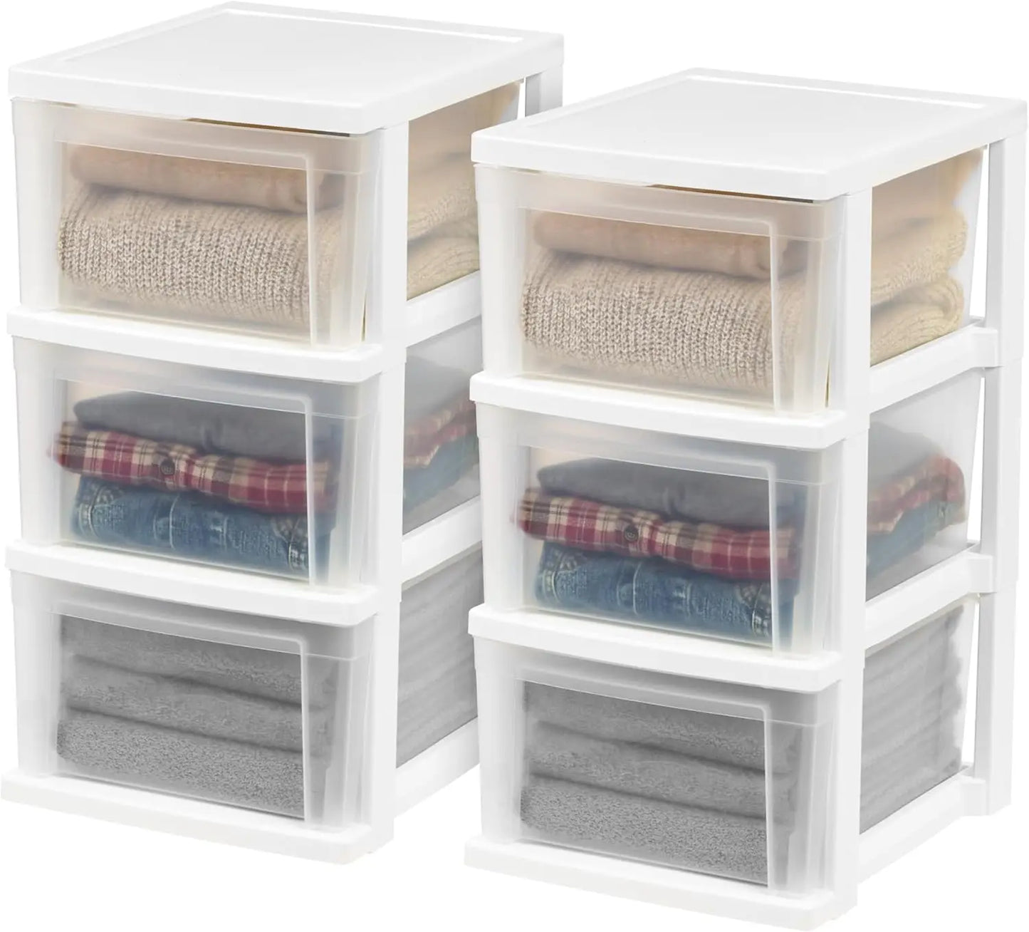 Plastic Drawer Storage Organizer, 3-Drawers, 2-Pack, for Classroom Art Craft Supplies,