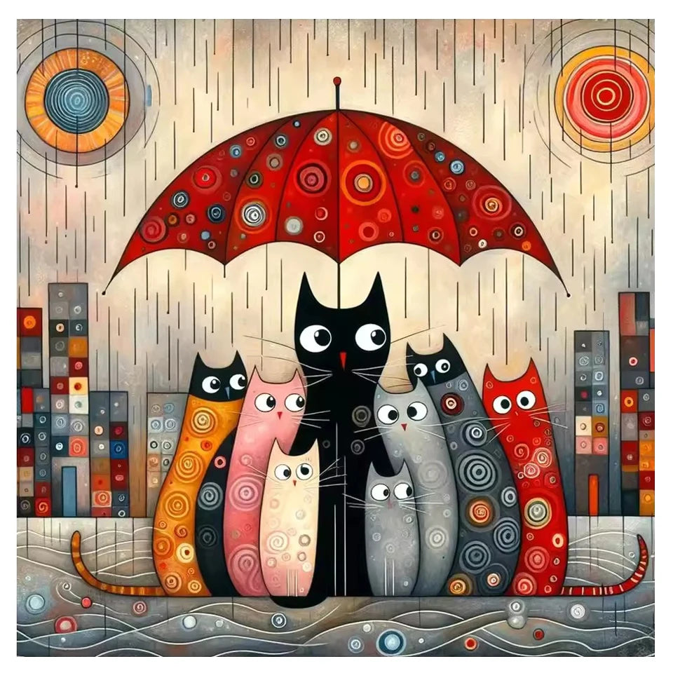 Diamond Painting Art Abstract Cartoon Cat Picture Full Diamond Mosaic Cross Stitch Kits DIY for Personalized Home Decoration