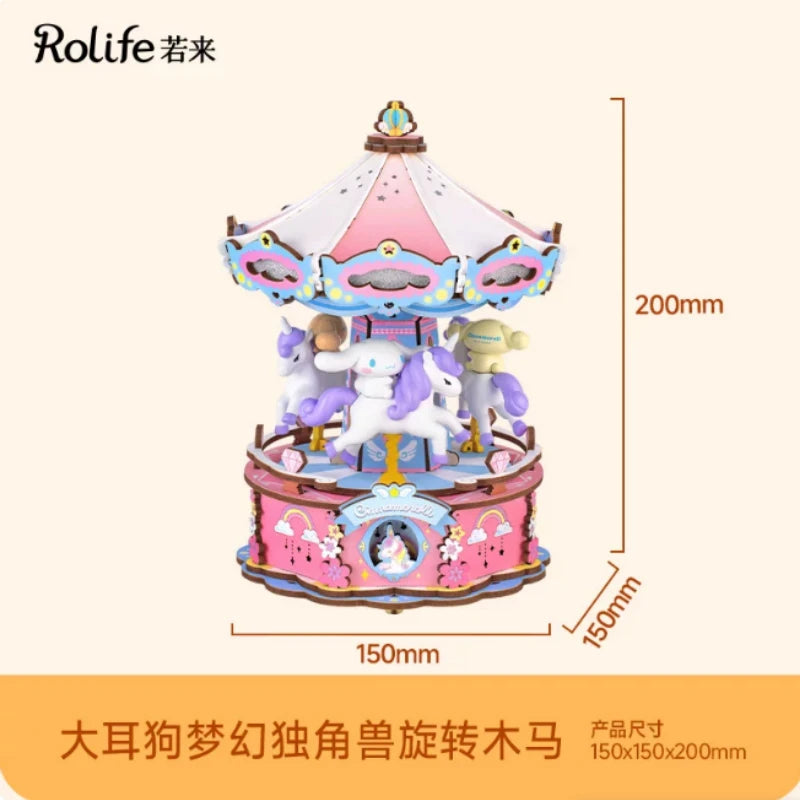 Rolife Sanrio Super World Series Buckle Assembly Hello Kitty Cinnamoroll Room Lighting Model Desktop Decoration Gift Kuromi