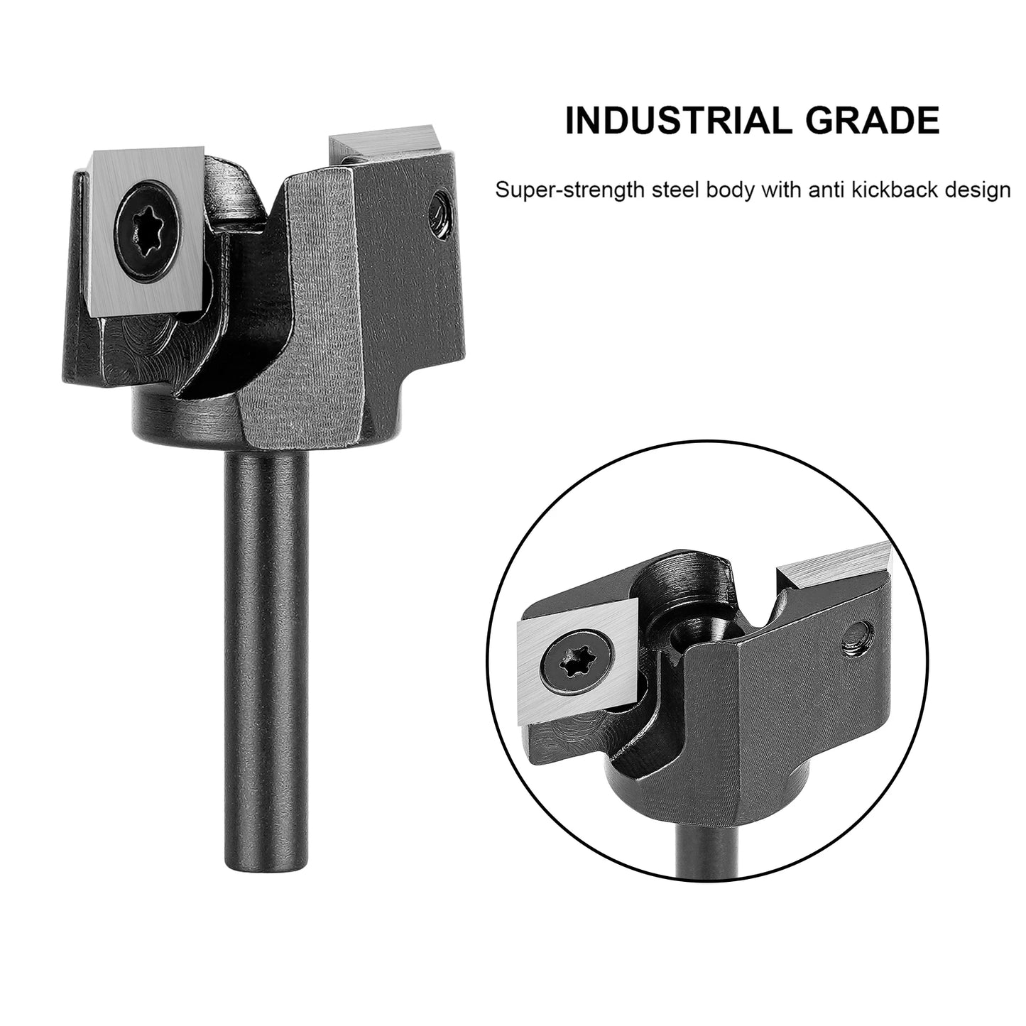 SpeTool 1pc CNC Spoil board Surfacing Router Bit 1/2 Inch Shank 2-Flute Carbide Insert Slab Flattening Router Planer Bit for Wood