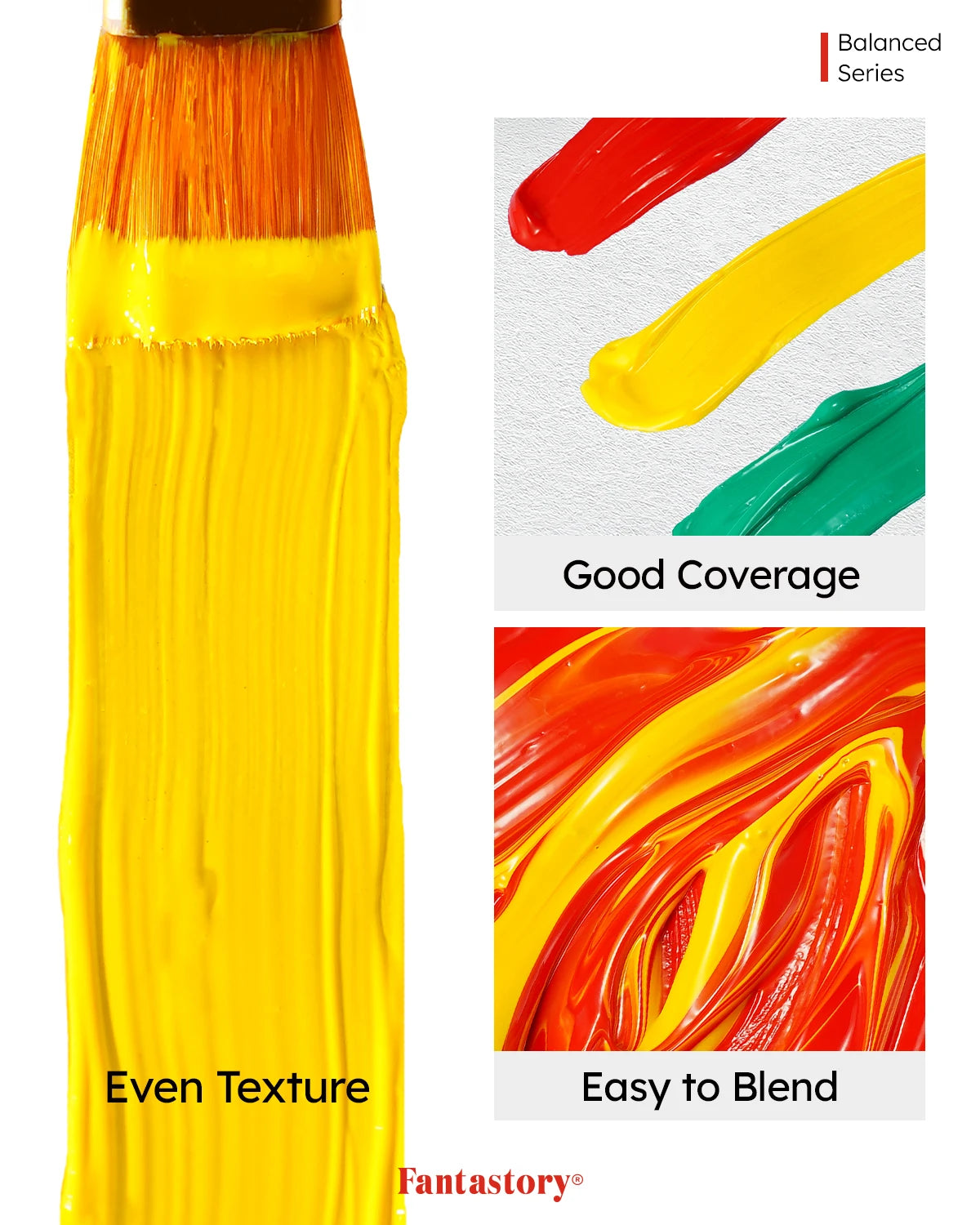 Fantastory Acrylic Paint Set - 24 Colors 2oz Each + 12 Professional Brushes, Ideal for Canvas, Glass, Wood, Ceramics & Models