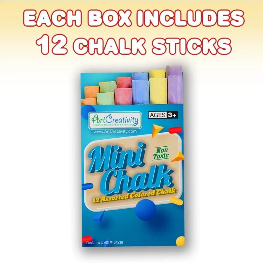 288 Count Mini Chalk Set for 24 Boxes NonToxic Art and Craft Supplies Chalks School Supplies Birthday Party Favors