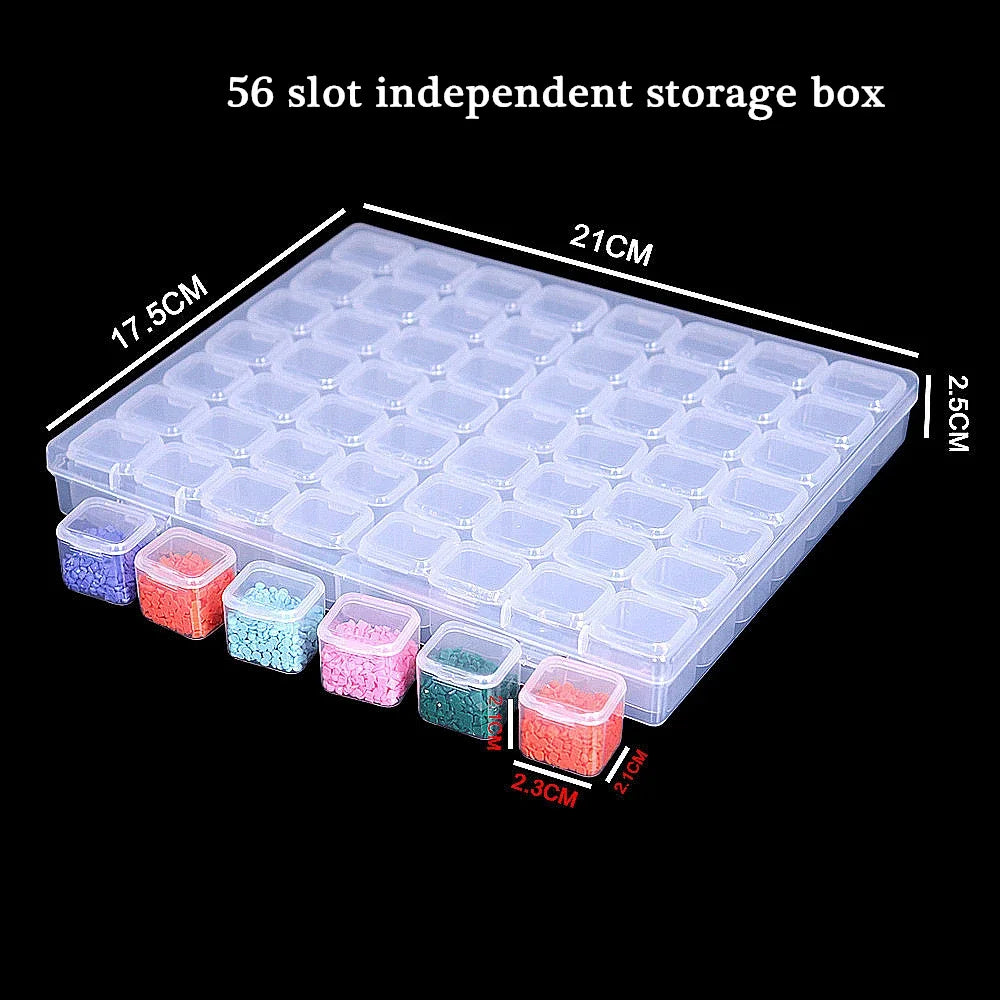 Diamond Painting Storage Container with 28/56 Grid Grooves, Transparent Diamond Embroidery Accessories and Toolbox, DIY Beaded