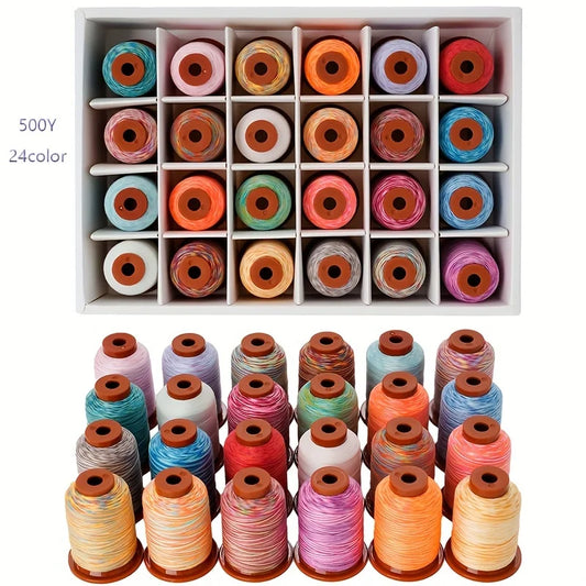 Rainbow Variegated Polyester Sewing Machine Thread Multi-Purpose 5000Y , Sewing and Embroidery 24