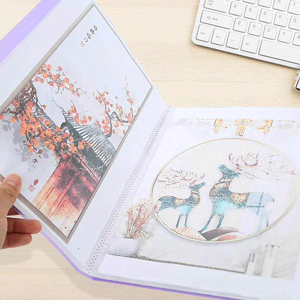 Blue A3 30/60 Pages Diamond Painting Photo Album Storage Book Portfolio Presentation Clear Pockets Large Folder Stationery