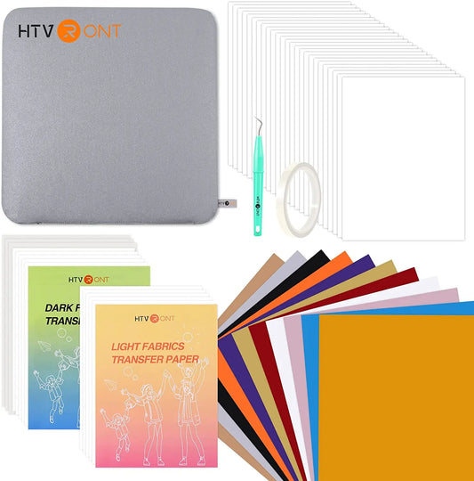 HTVRONT 52pcs Heat Press Supplies Accessories for Beginners Cricut Clothing T-shirtSublimation Paper Pad Kits