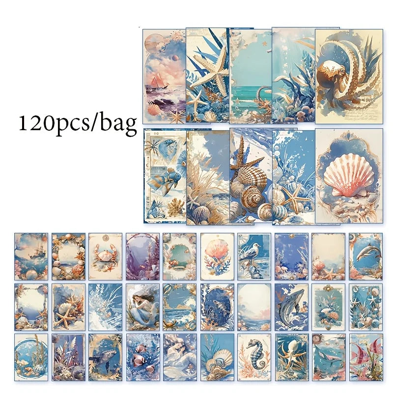 720 Sheets 6 Sets Poetry of Nature Vintage Scrapbook Paper , for Artistic Crafting