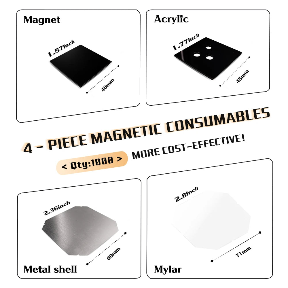 2x2" (Machine+Cutter+100 Magnets) Or (1000 Magnets Material) Custom Photo Kit Fridge Magnet Button Maker Machine Refrigerator