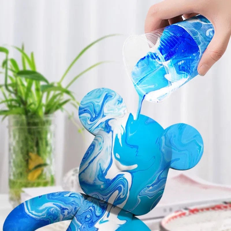 DIY Graffiti Painted Fluid Violent Bear White Body Ornaments Model Creative Home Desktop Decorations Handmade Doll Figurine Toys