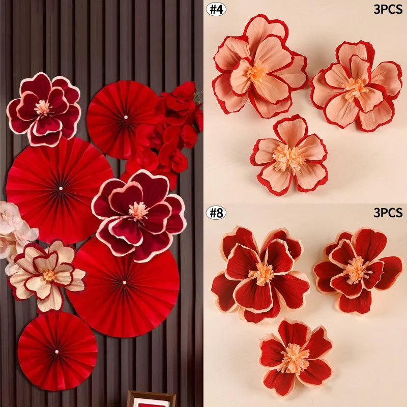 Chinese New Year 2026 Decoration Wall Hanging Decor Paper Folding Fan Sticker Wedding Party Decoration Spring Festival Supplies