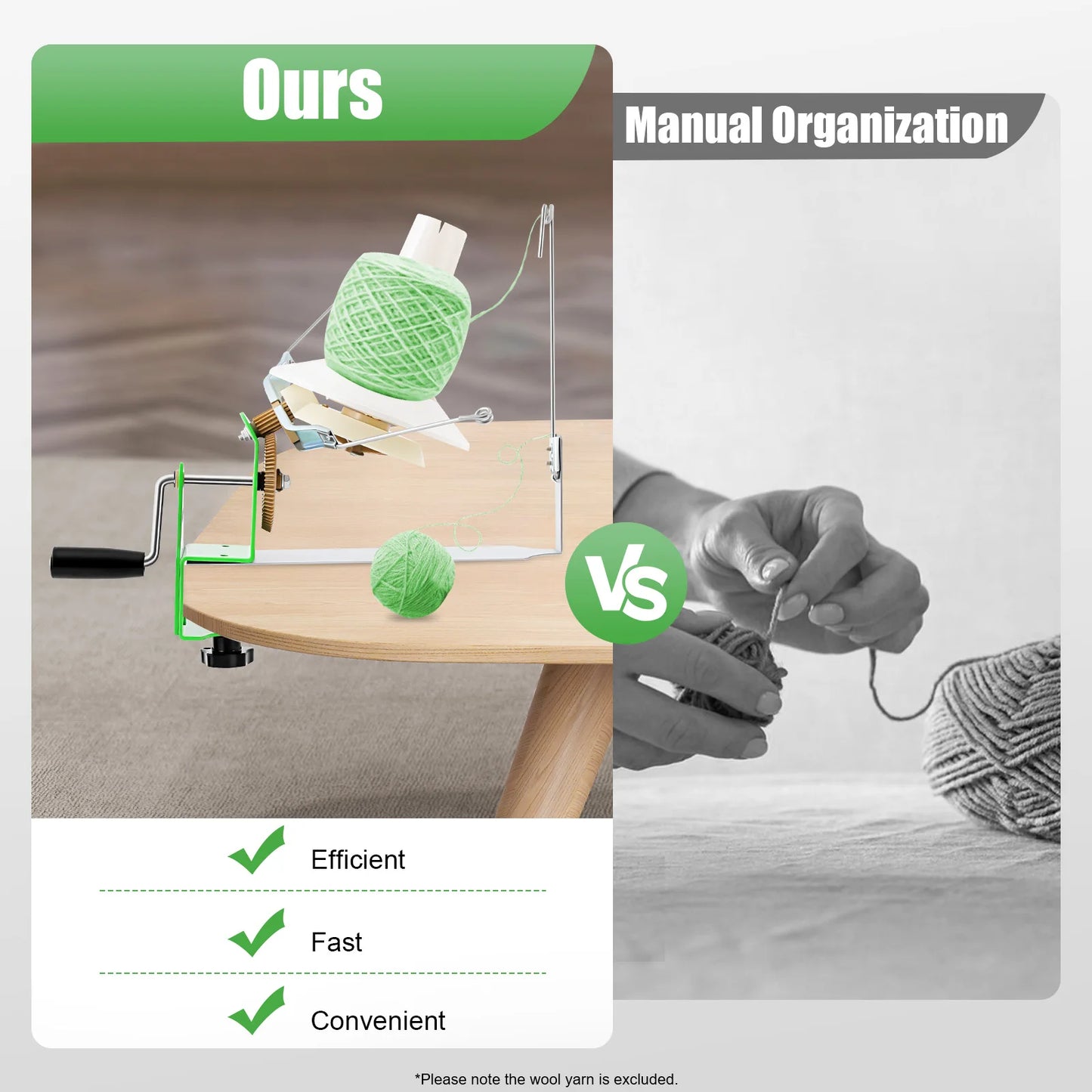 Large Capacity Yarn Winder, Hand Operated Yarn Baller, Metal Yarn Ball Winder,Fiber/Wool/String Ball Winder, for Crocheting