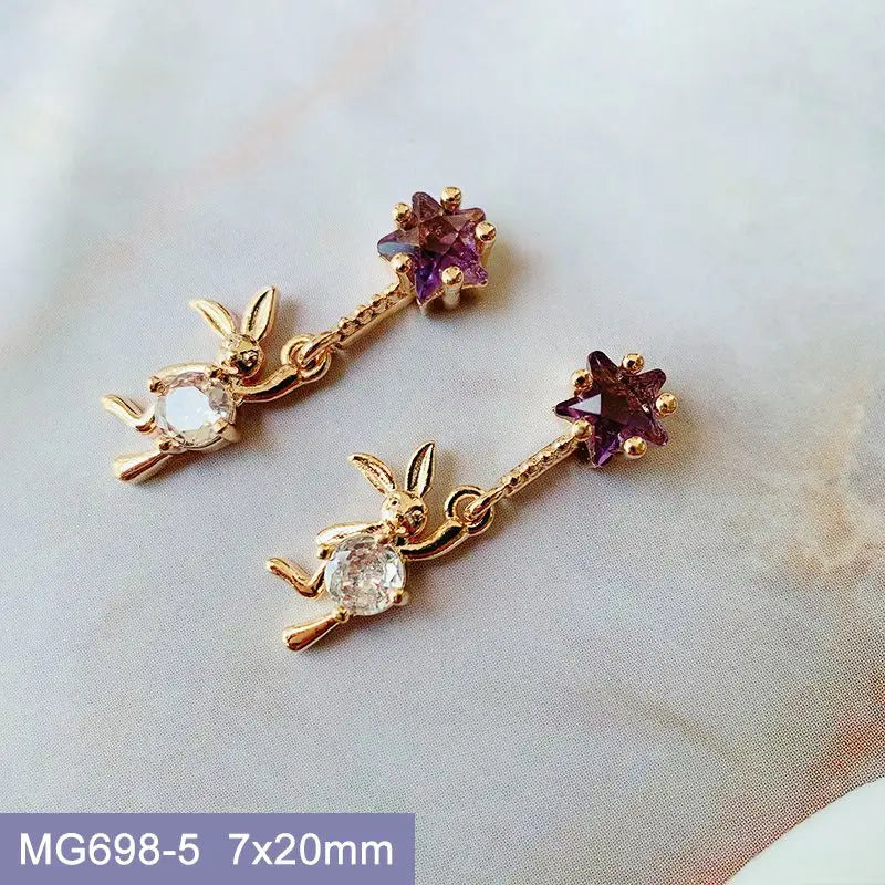 10pcs Luxury Kawaii Love Heart Pink Sailor Moon Star Nail Art Parts Zircon Manicure Nails Accesorios Supplies Decorations Charms
