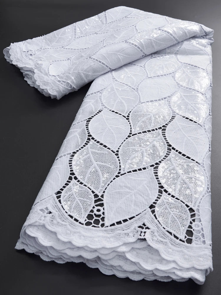 White African Water Soluble Lace Fabric 5Yards 2024 French Nigerian Guipure Cord Lace Fabric For Women Dress Wedding  TY3022