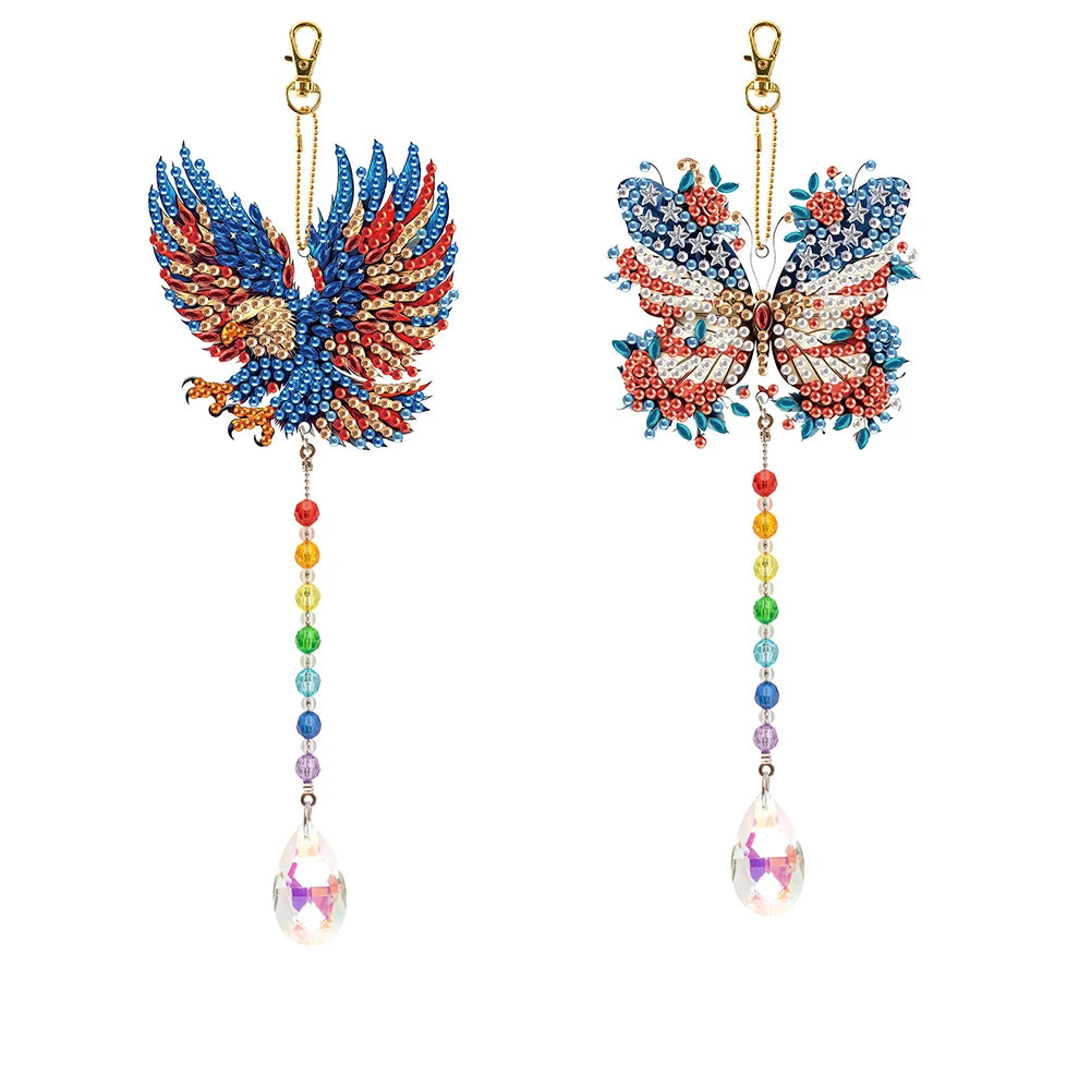2Pcs Diamond Art Painting Hanging Suncatchers Ornament Diamond Painting Hanging Decor for Home Decor & Gift