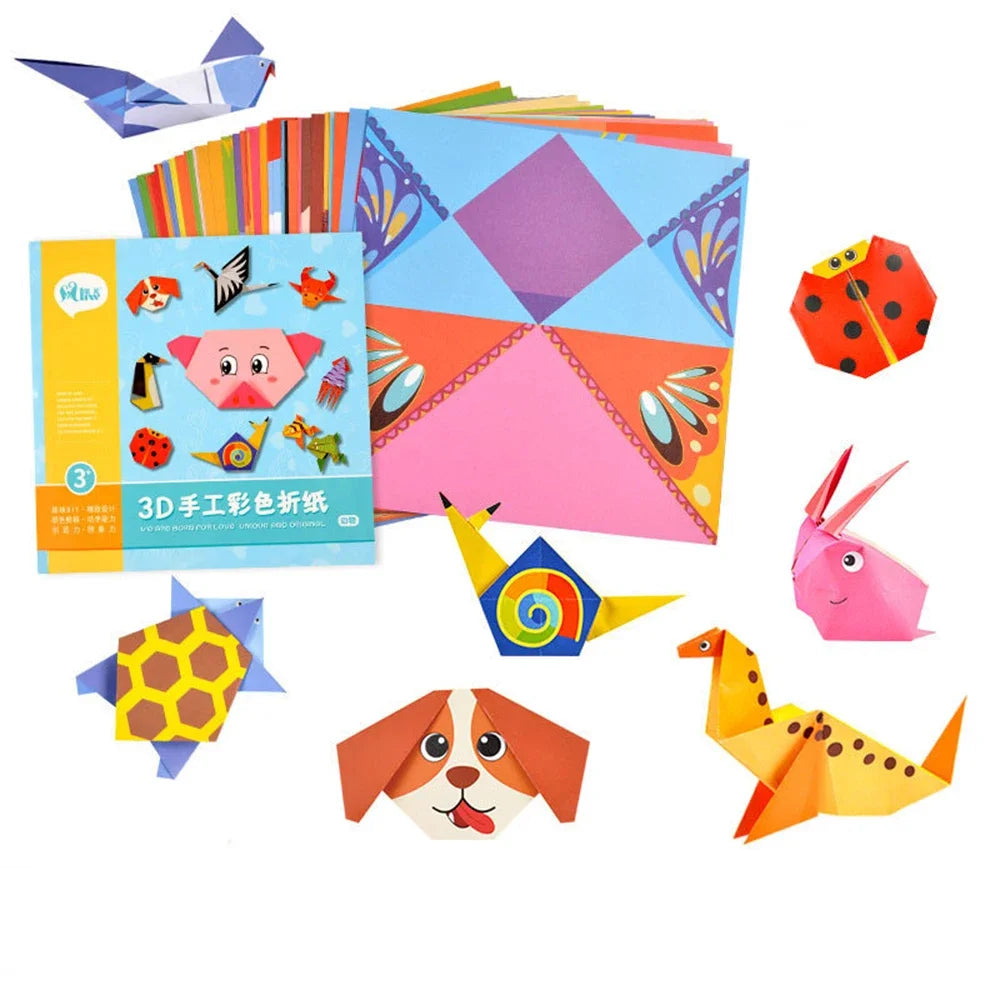 54 Pages Cartoon Animal Origami Handcraft Paper Art Learning Educational Toys for Children