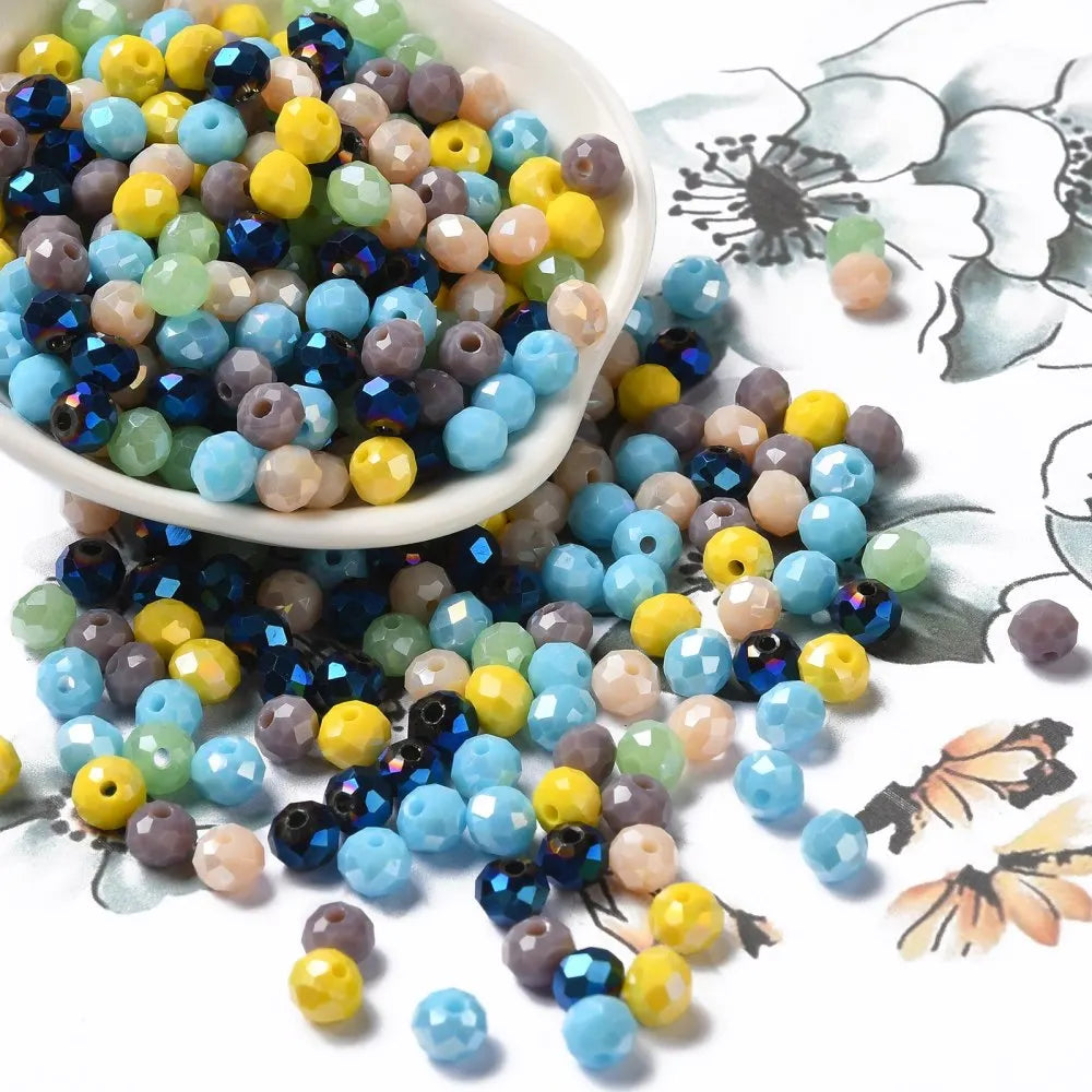 about 60g Faceted Glass Beads 4mm 6mm Rondelle Spacer Loose Beads for Earring Bracelet Necklace Jewelry DIY Craft Making
