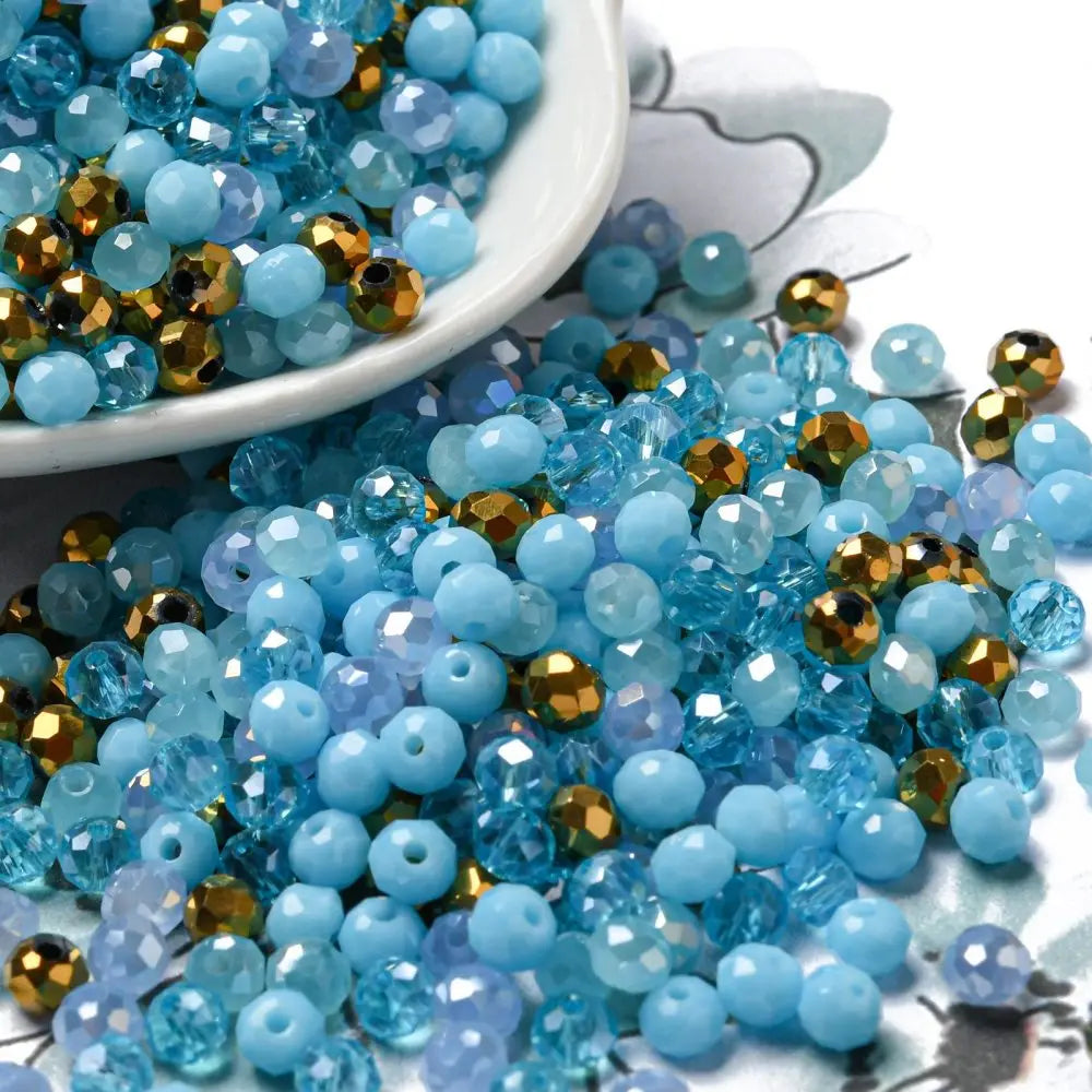 about 60g Faceted Glass Beads 4mm 6mm Rondelle Spacer Loose Beads for Earring Bracelet Necklace Jewelry DIY Craft Making
