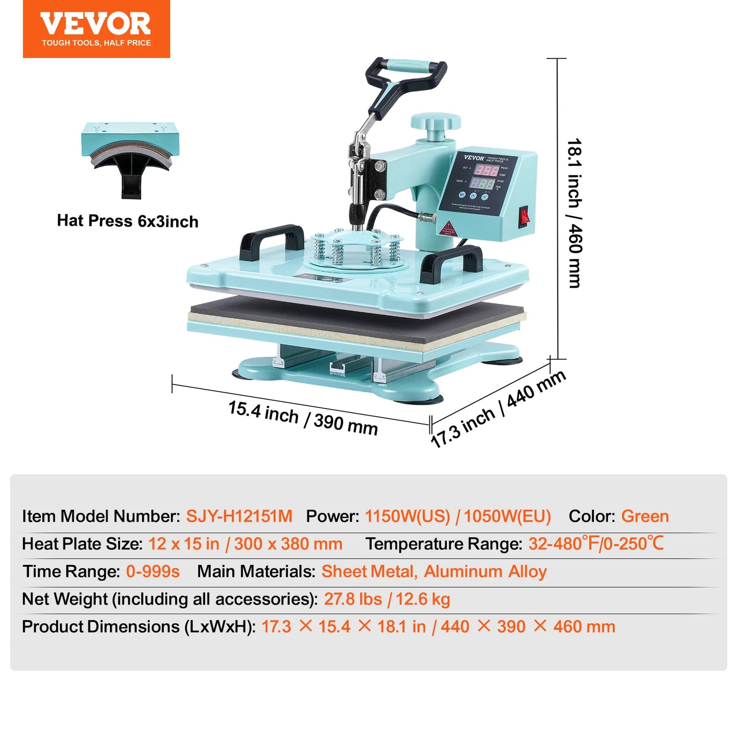 VEVOR Heat Press Machine  T-Shirts/Mugs/Hats/Plates Pink