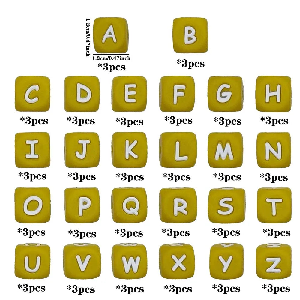 78pcs 12mm Silicone letter beads for DIY Key Chains Necklaces Bracelets Bag Chains Pen Beads Loose Beads Focus Bead