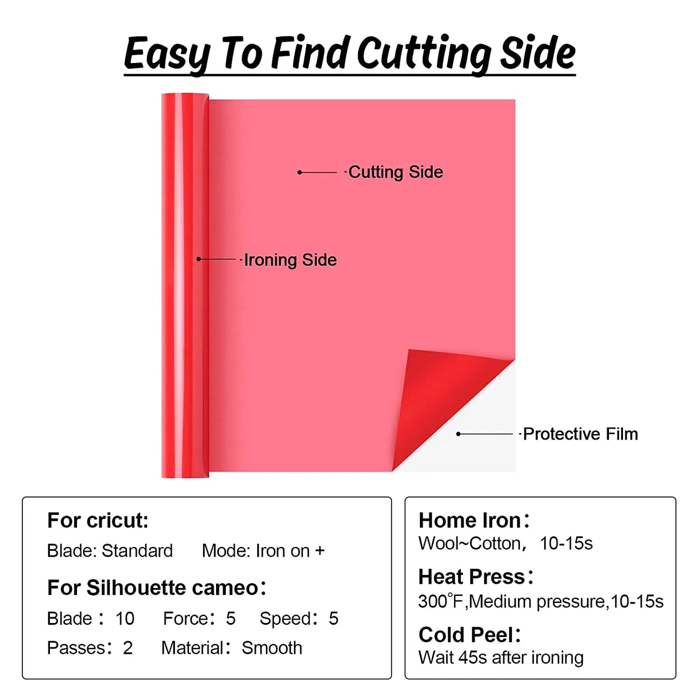 12"X 5ft/30x152cm HTVRONT Heat Transfer Matte PU Elastic Vinyl for Printing Clothing T-shirt DIY Cricut